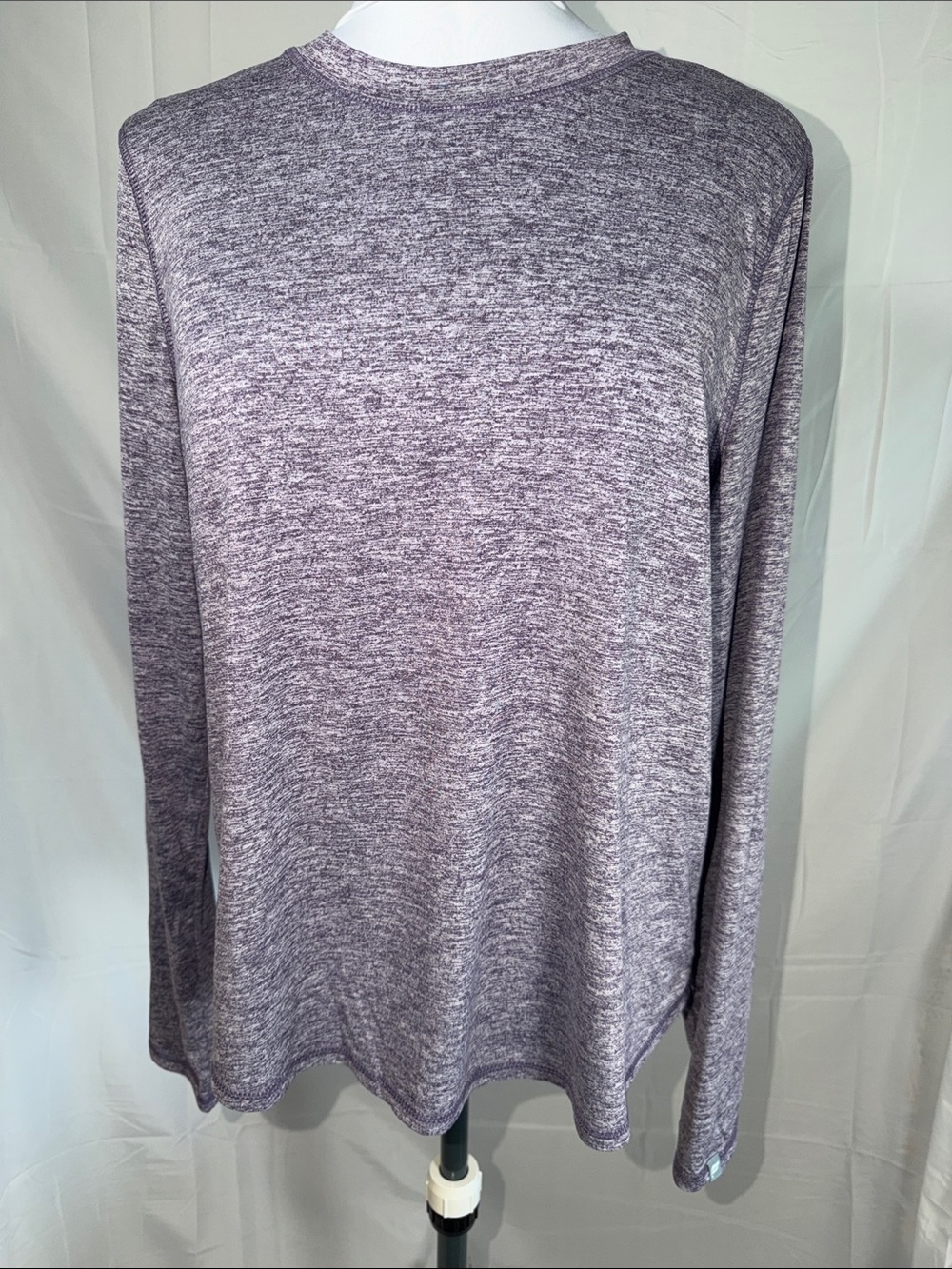 Fabletics Heathered Lavender Crewneck Long-Sleeve Shirt